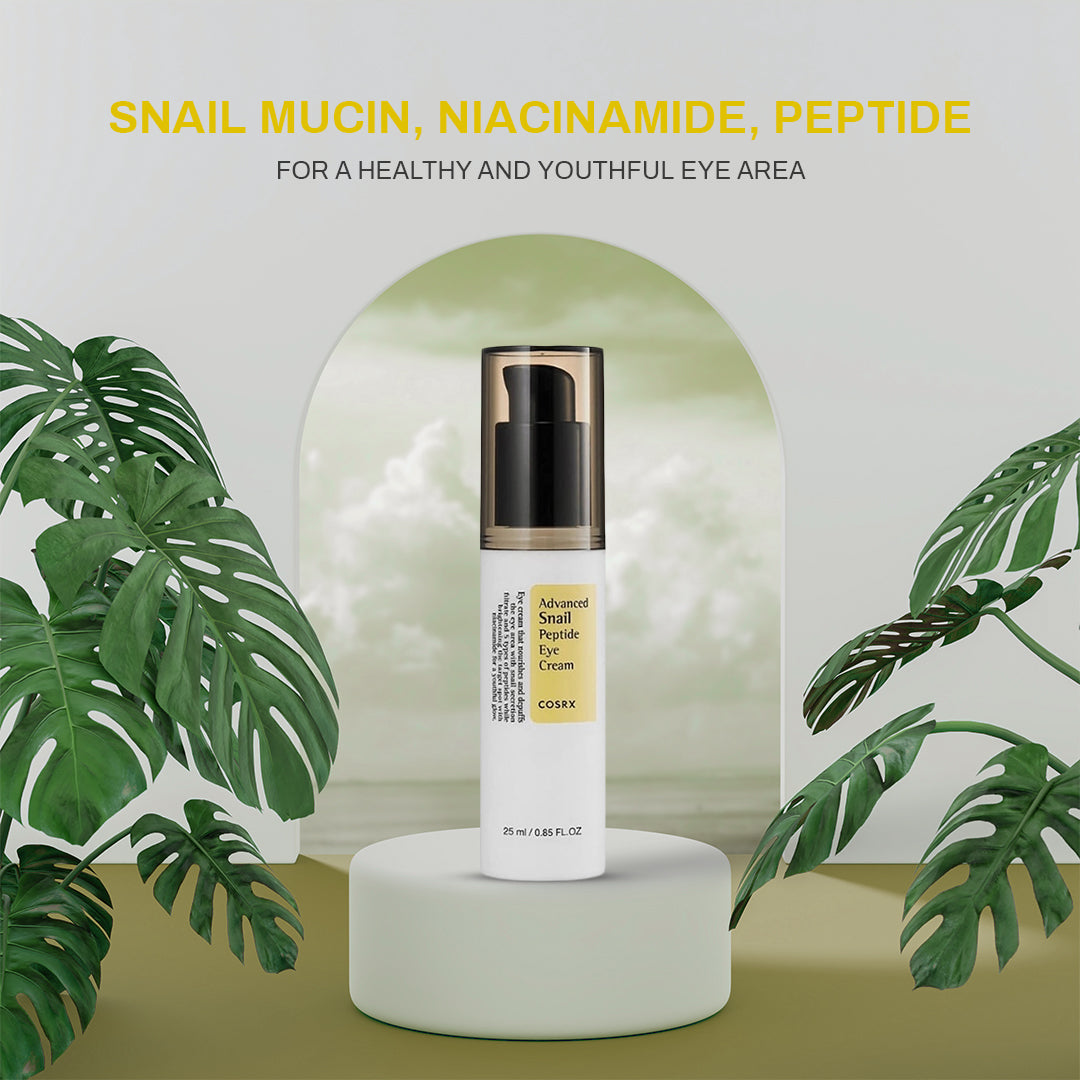 Advanced Snail Peptide Eye Cream COSRX, Self-care ritual: Snail Mucin & Niacinamide Night Eye Care Cream for Under Eye Treatment & Puffy Eyes, Korean Skin Care, Advanced Snail Peptide Eye Cream 25ml